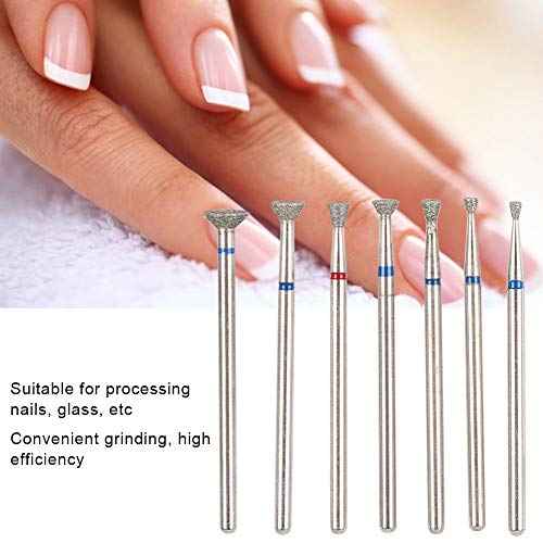 Nail Art Manicure Drill Bits Set, 7Pcs Nail Grinding Head Drill Bits, Electric Manicure Grinding Head Tool, Manicure Polishing Drill Machine Bits for Acrylic Gel Nails Cuticle Manicure Pedicure(NO.03)