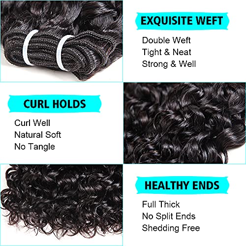 UDU Malaysian 50g 1B# Human Hair Extensions Remy Hair Bundles Short Curly Hair (8 inch without closure)