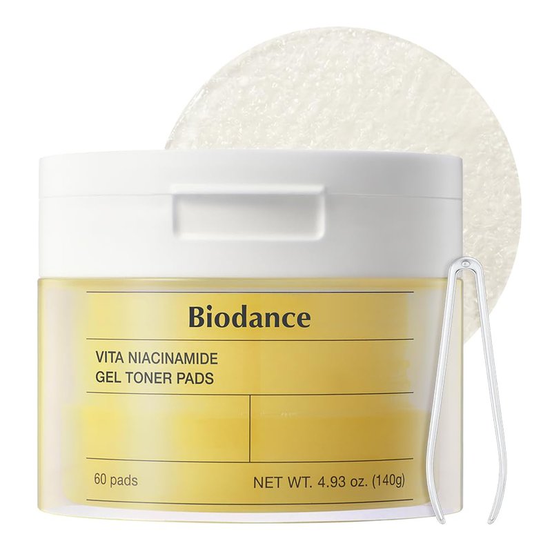 Biodance Vita Niacinamide Gel Toner Pads, Dark Spot Corrector, Evening Skin Tone, Gentle Exfoliating Toner Pads with Vitamin C, Pre-Soaked Pads, Korean Skin Careㅣ4.93 fl.oz.(140g)*60Pads