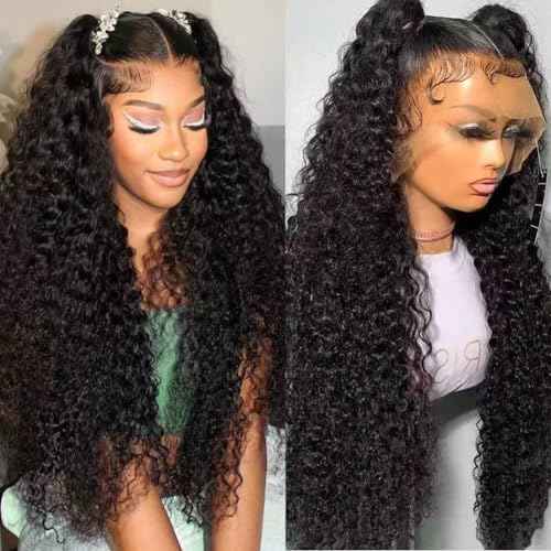 22 Inch Water Wave Lace Front Wigs Human Hair Pre Plucked 13x6 Deep Part HD Lace Frontal Wig 200 Density Curly Human Hair Wig for Women