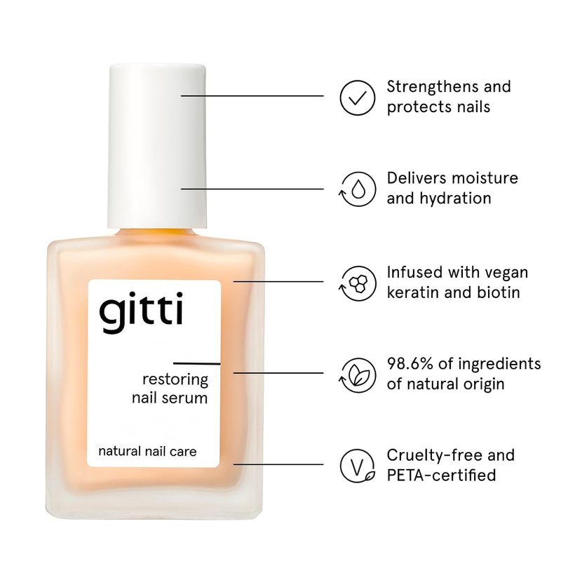 gitti Nail Recovery Treatment l Gift Set I Restoring Nail Serum, Nourishing Nail Oil, and Exfoliating Cuticle Gel I Plant-based, Non-Toxic, 30-Free, Natural Ingredients, Cruelty-Free, Vegan, Pack of 3