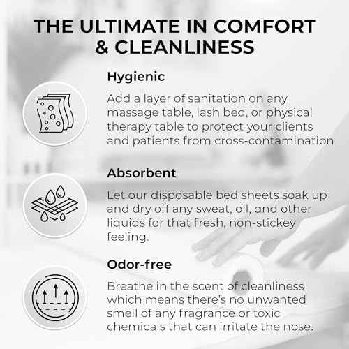 Disposable Massage Bed Cover - 60 Sheets Per Roll, Non-woven Material - Ideal for Spa, Tattoo, Waxing - No Crinkle Table Sheets - 31.5 x 71 Inches (2 Rolls)