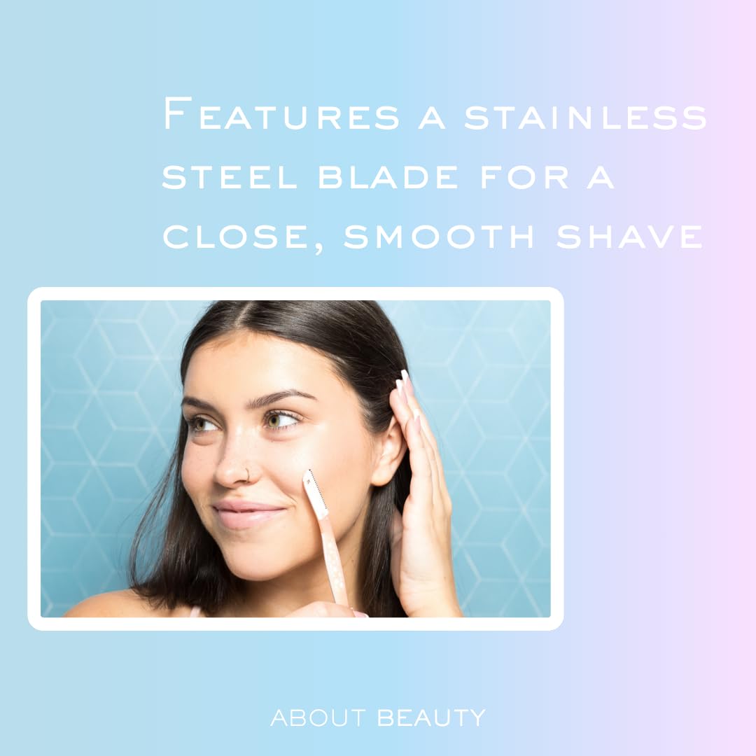 About Face Fuzz-Free Facial Razors - 3 Beauty Groomers for Hair Removal, Ideal for Shaving, Exfoliating, Dermaplaning and Brow Shaping, Japanese Steel Gently Removes Facial Hair