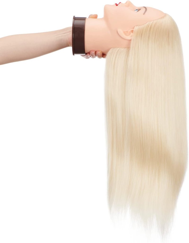 Mannequin Head Hair Styling Training - 26"-28" Cosmetology Doll with Synthetic Fiber Hair & Clamp Holder