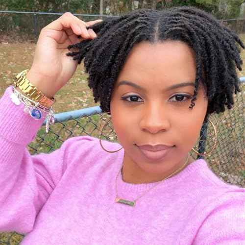 0.6 cm Width 4 Inch 60 Strands Human Hair Loc Extensions, Natural Black 100% Full Handmade Permanent Real Human Hair Dreadlock Extensions for Women/Men/Kids Can Be Dyed Bleached Curled Twisted