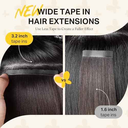 DOORES Hair Extensions Real Human Hair Wide Tape ins, Balayage Dark Brown to Chestnut Brown 20 Inch 10pcs 50g, Tape in Extensions Human Real Remy Invisible Fullness Skin Weft Silky Straight for Woman