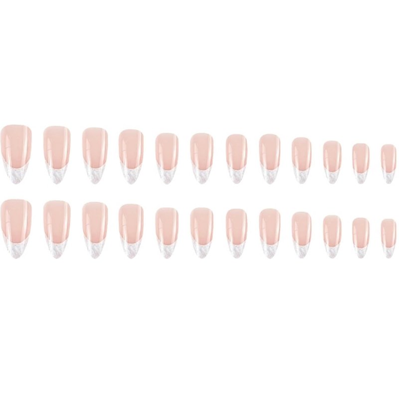 Short Almond Press-On Nails - 24-Piece Nude Marble Set | Elegant & Durable French Fake Nails for Instant Manicure