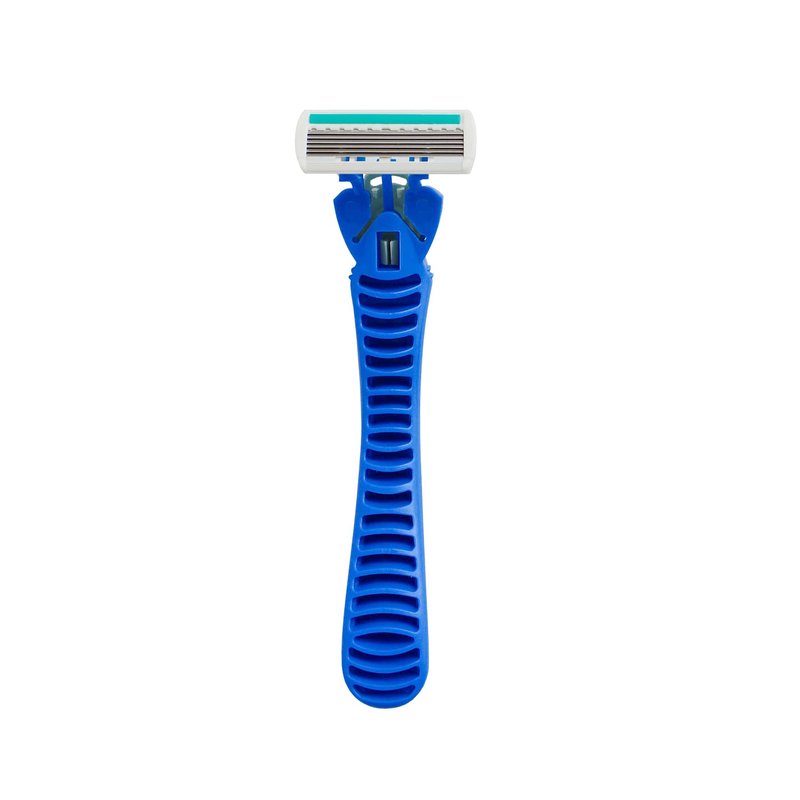 6-Blade Razor,Plastic Anti-slip Men Manual Refill Cartridges razors, Reusable Face Cleansing Care Tool, Shave Supplies for Men and Women - blue