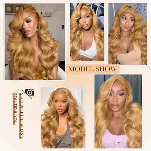 Honey Blonde 13x6 HD Lace Front Wigs Human Hair Honey Blonde Wig Human Hair 200% Density Honey Blonde Body Wave Wigs Human Hair 27# Colored 22 Inch