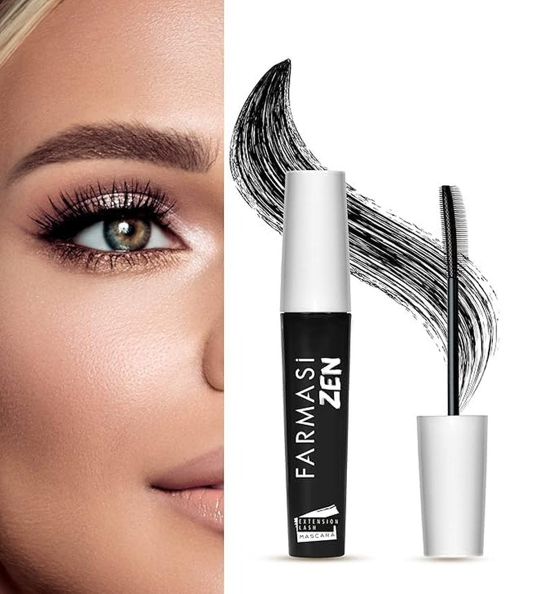 FARMASi Zen Extension Lash Mascara - Lengthening & Volumizing, Clump-Free, Smudge-Free, Blackest Black | 2 Pack