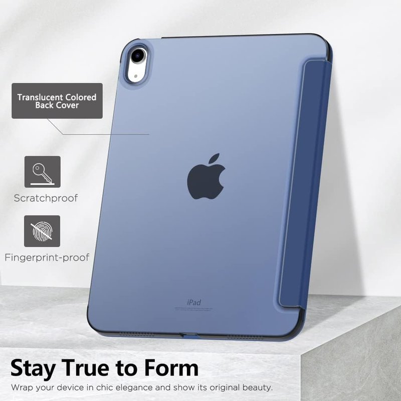 MoKo iPad Case - Slim Hard PC Translucent Cover for 11" (A16) & 10.9" (10th Gen) - Navy Blue