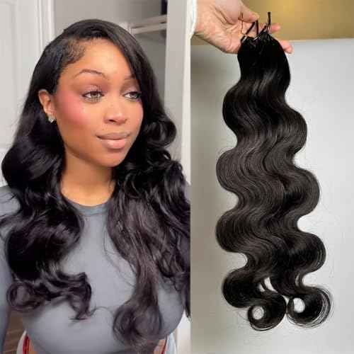 Body Wave Pre Separated Crochet Human Hair Braids Extensions Body Wave Brazilian Virgin Hair for Boho Braiding Knotless Feather Hair Extensions For Black Women Natural Color 16inch 60g