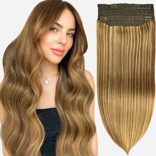 Halo Hair Extensions Real Human Hair - Light Blonde Golden Blond, Halo Extensions Human Hair 20inch 100g