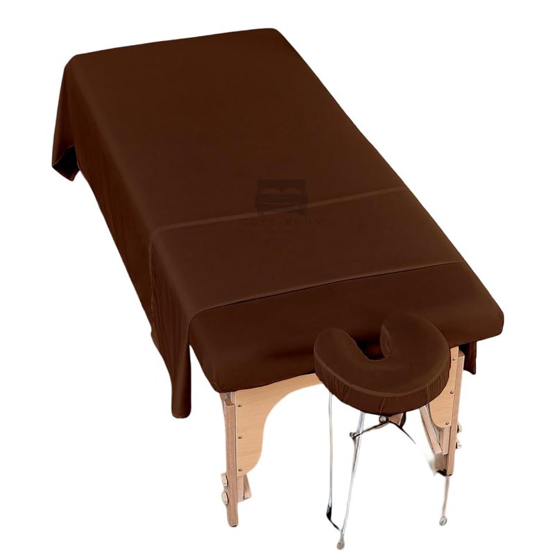 Cottingon 3 Piece Massage Table Sheet Set - 100% Brushed Microfiber, Fits 36" x 77" | Chocolate Color