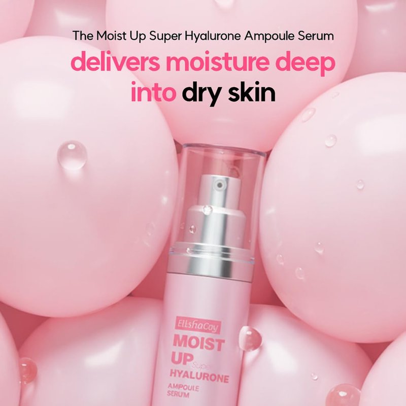 Elishacoy | Moist Up Super Hyalurone Ampoule Serum, Deep Hydration & Elasticity Booster with Multi-Layer Hyaluronic Acid Capsules + Collagen, for All Skin Types, 50ml (1.69 fl oz)