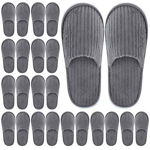 Elcoho 12 Pairs Closed Toe Spa Slippers Reusable Slippers Coral Fleece Washable Disposable Home Slippers for Women Men Guests Hotels House Slippers Housewarming Indoors Bathroom Party Traveling