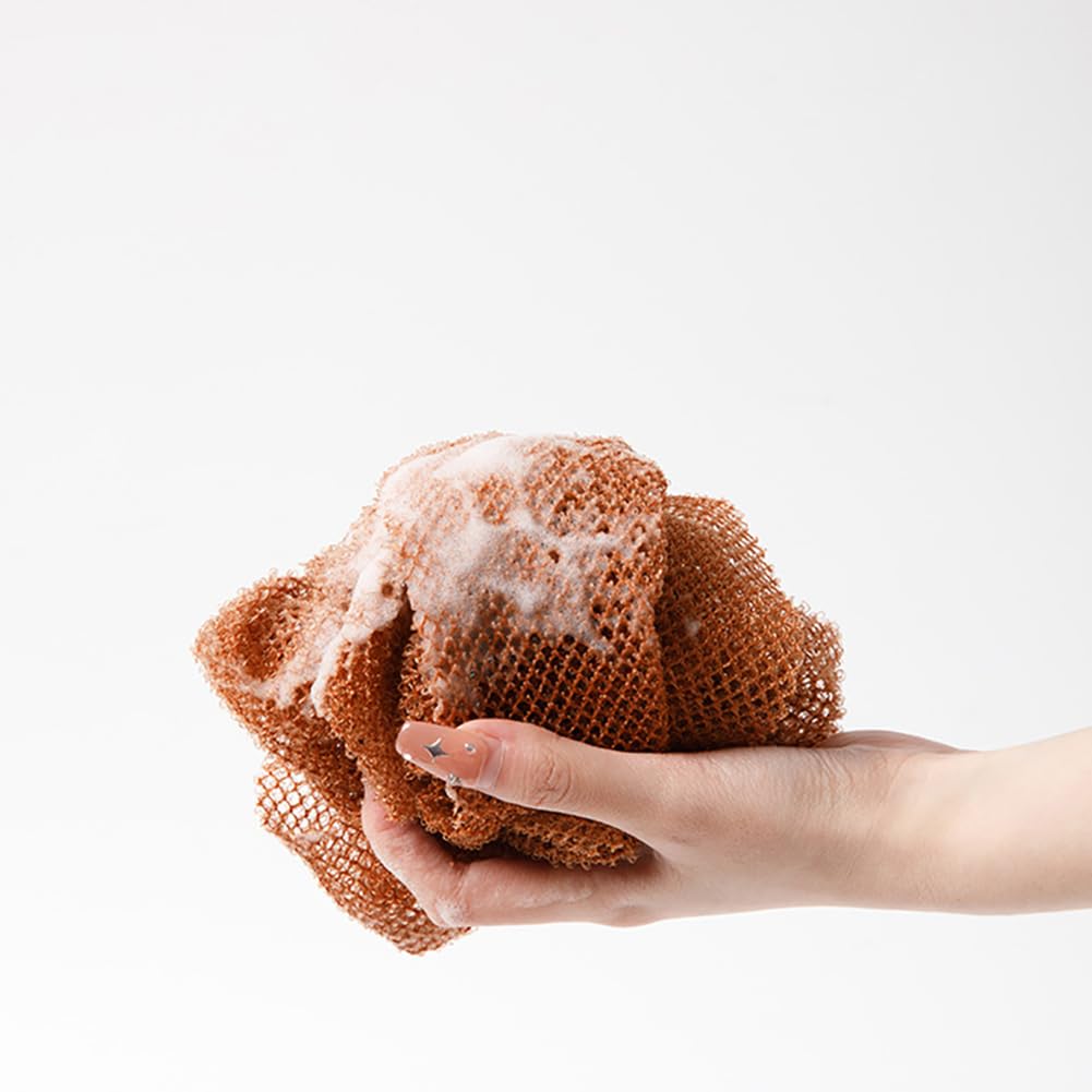 GSHLLO 2 Pcs Knotted Net Sponge Stretchable Exfoliating Net Body Wash Nylon Cloth Net Bathing Shower Sponge Towel Long Mesh Back Sponge Scrubber for Home Travel