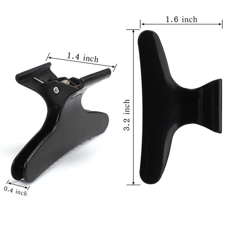Skiennix Hair Clips - 12 Pack Butterfly Claw Clips for Salon Styling & Sectioning | Black & White