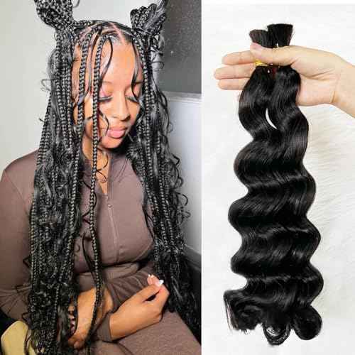 Loose Wave Human Braiding Hair Loose Wave Human Hair Bulk No Weft 100% Unprocessed Brazilian Human Hair Braiding Hair 20 Inch 100g (Pack of 1)