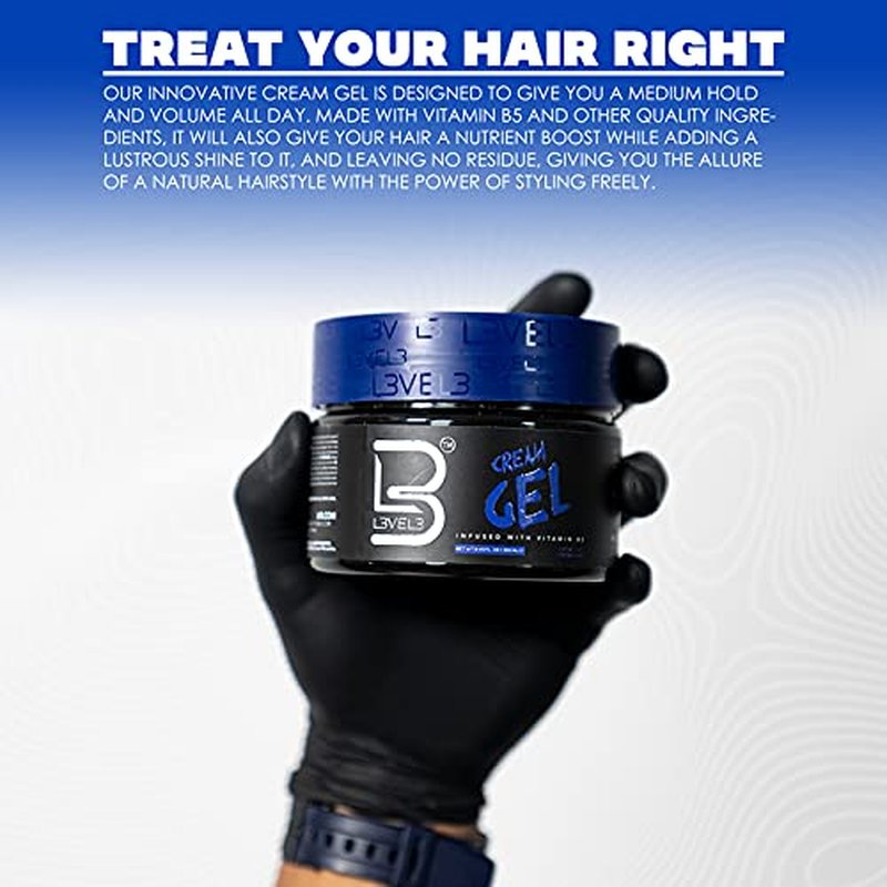 Level Three Cream Gel - Medium Hold & Volume - Nourishing Vitamins for Healthy Hair | 500 ML