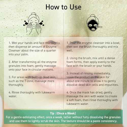 Green Clay Enzyme Cleanser, Whitehead Remover Powder Cleanser, Deep Pore Cleansing with PHA, Gentle Exfoliating Face Wash, Facial Scrub for Blemish-Prone Skin, Korean Skin Care