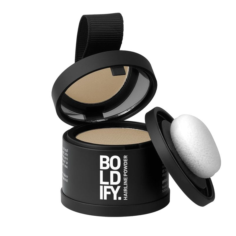 BOLDIFY Hairline Powder - Water-Resistant Root Touch Up Hair Color for Gray Coverage - 24-Hour Stain-Proof, Mess-Free Hair Powder for Thinning Hair - Medium Blonde (4.5g)