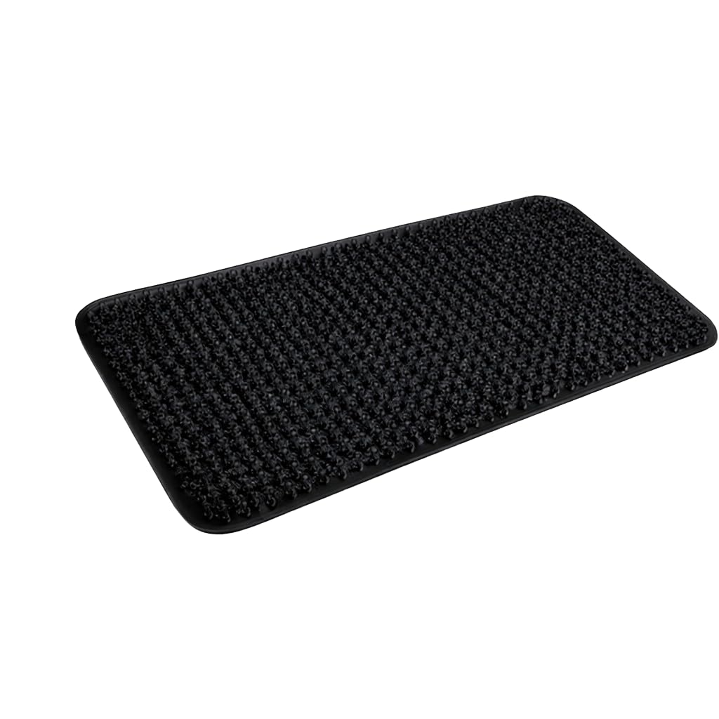 Grass Textured Spa Quality Foot Scrubber Shower Bath Mat Anti-Slip 24.5" x 13.5" Comforts Tired Feet Black