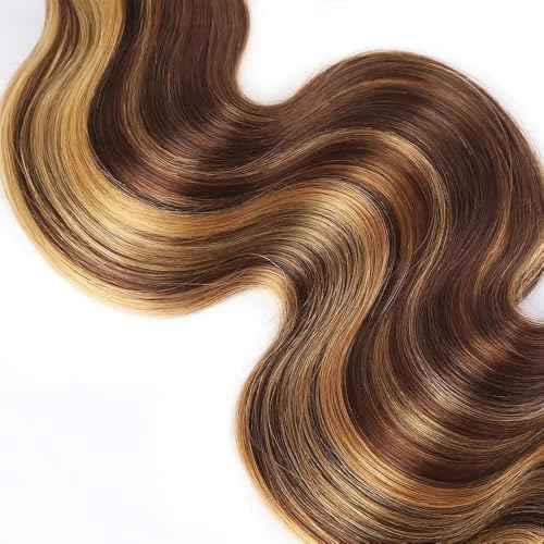 30 32 34 inch LadrXadr #27 Human Hair Bundles 4/27 Body Wave Bundle Ombre Human Hair Bundle Highlight Color