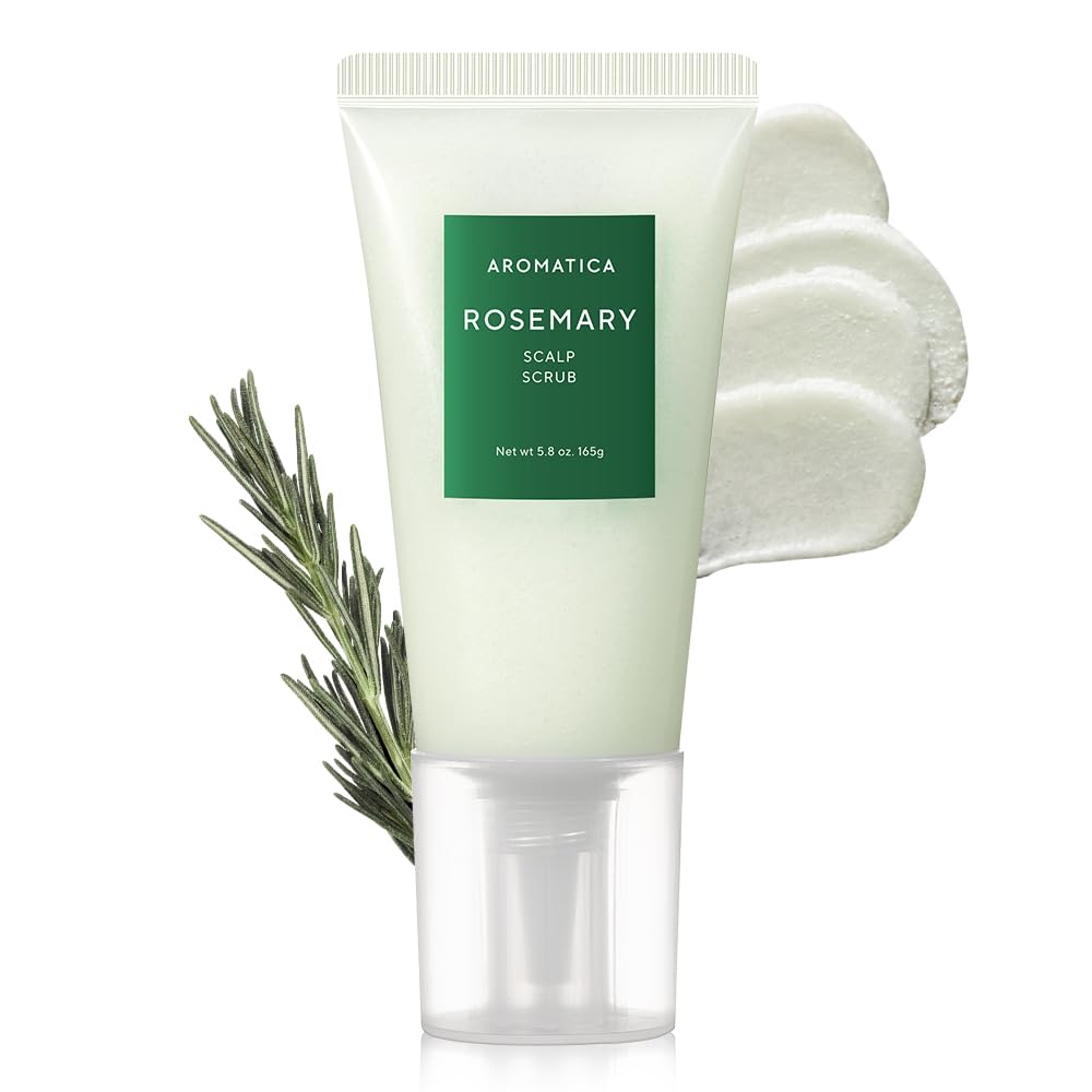 AROMATICA Rosemary Scalp Scrub 5.82oz / 165g, Scalp Treatment, Scalp Exfoliator with Salt Hair Scrub for Oily Scalp, Dandruff, Build Up Remover