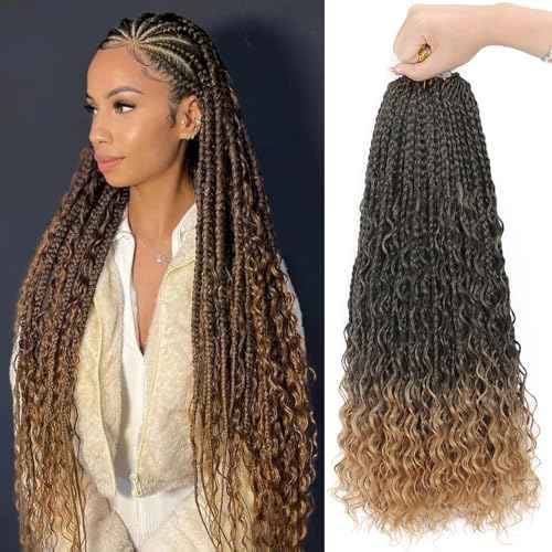 14 Inch Boho Box Braids Crochet Hair Goddess Box Braids Crochet Hair 8 Packs Boho Box Braid Synthetic Bohemian Braid for Women