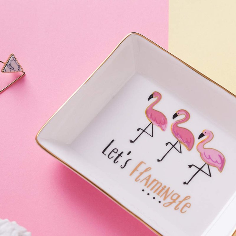 Hemoton Ceramic Jewelry Tray Ring Dish Flamingo Trinket Tray Ceramic Key Tray Jewelry Pallet Decorative Jewelry Plate for Rings Earrings Necklaces Bracelet Watch Keys