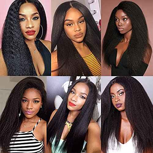 Yaki Straight Bundles Human Hair 22 Inch Kinky Straight Bundles #1B Natural Black Unprocessed Brazilian Virgin Weave Hair 1 Bundle 50 Gram Per Bundle