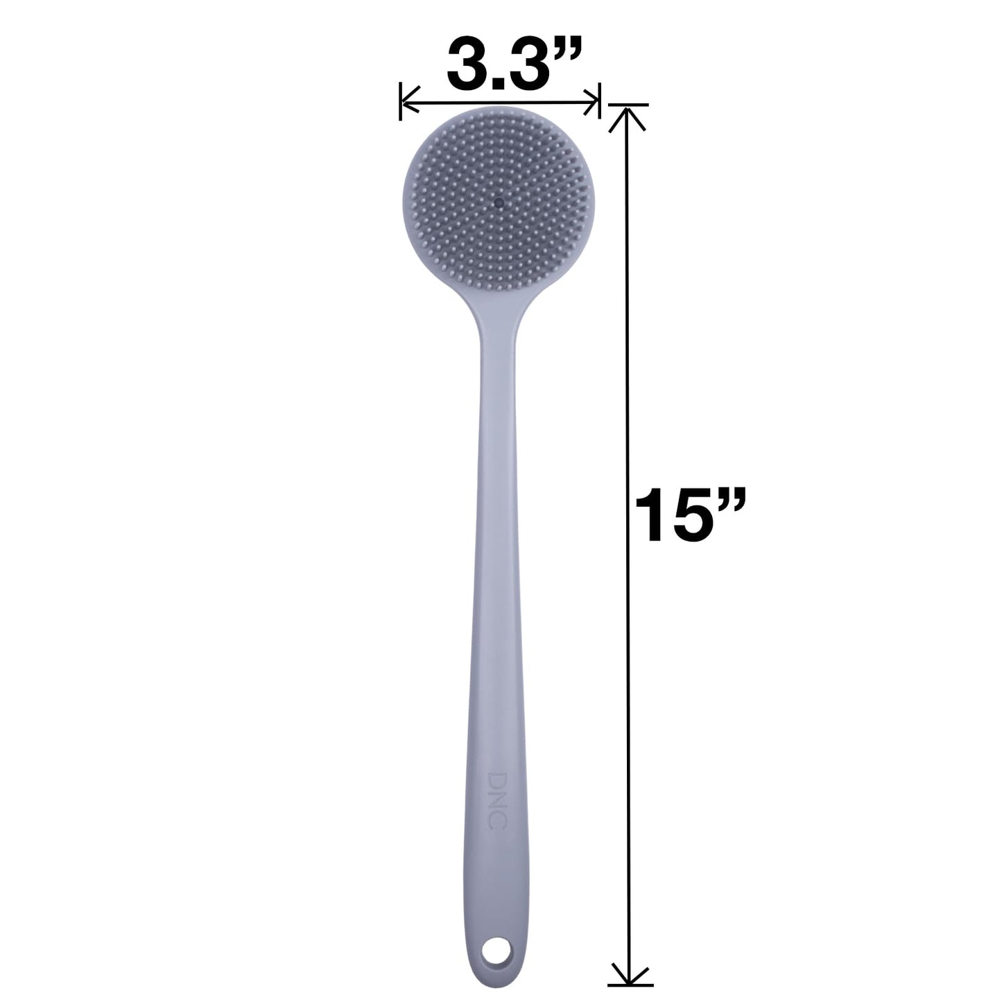DNC Silicone Back Scrubber for Shower Bath Body Brush with Long Handle (Gray)