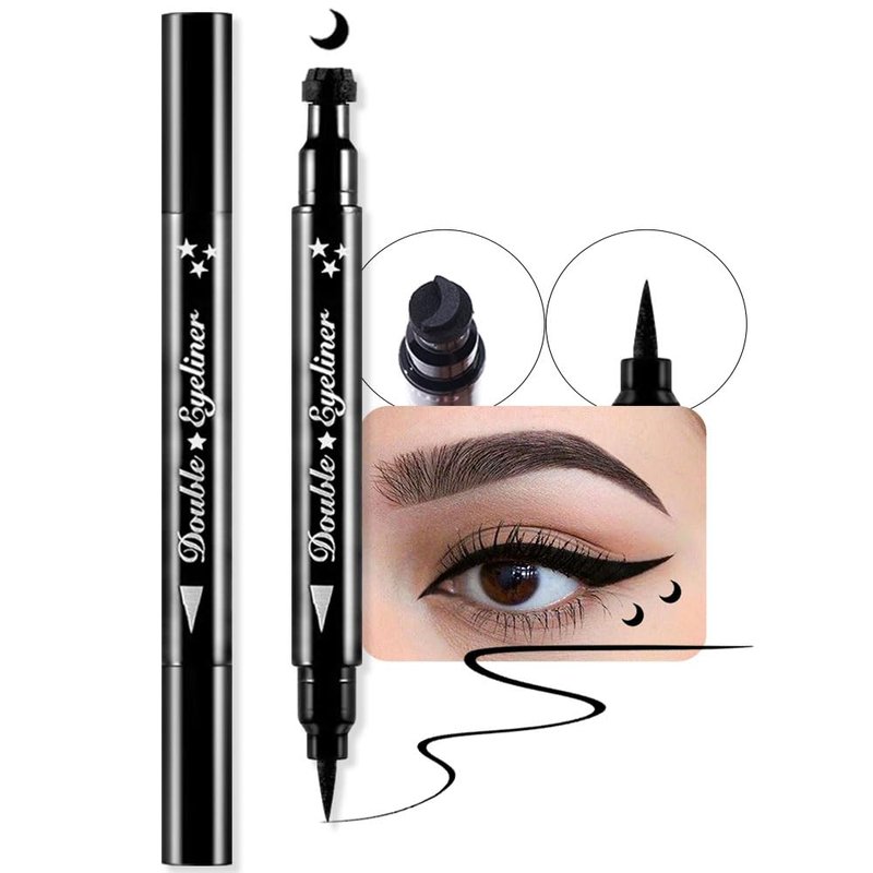 Black Winged Eyeliner Stamp Kit - Waterproof Eye Makeup Tool for Women | 1 Pcs Black Moons Design
