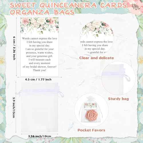 30 Sets Bridal Shower Party Favors for Guests Small Rose Compact Mirror Bulk Wedding Favors Thank You Cards and Organza Bags Wedding Party Guests Souvenir Gift (Pink Champagne)