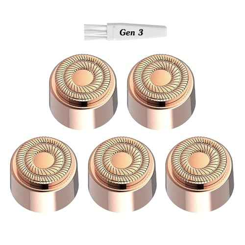 Generation 3 Replacement Heads for New Version Flawless Finishing Touch Facial Hair Remover, 5 Pack