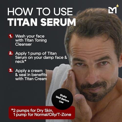 Titan Anti-Aging Face Serum for Men ? High Potency Mens Face Moisturizer ? Men, Dark Spots, Wrinkles, Fine Lines ? Vitamin C & E, 5% Niacinamide, Hyaluronic Acid ? Unscented
