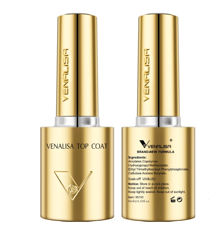 VENALISA No Wipe Gel Top Coat - Clear Finish for Long-Lasting Salon Quality Nails | 10ML