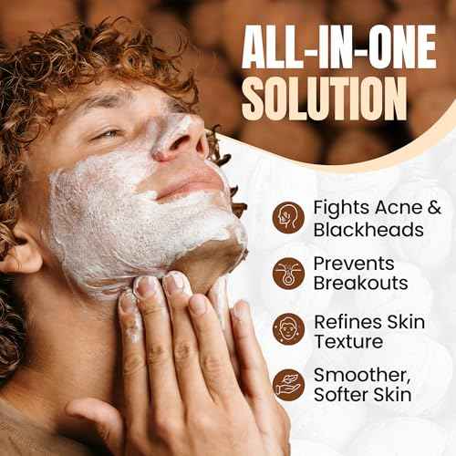 Walnut Face Scrub for Men ? Gritty Exfoliating Facial Cleanser with Natural Oils Walnut Powder, Deep Clean, Clears Pores, Smooths Texture, Helps Men's Acne-Prone Skin ? Non-Comedogenic, Cruelty-Free