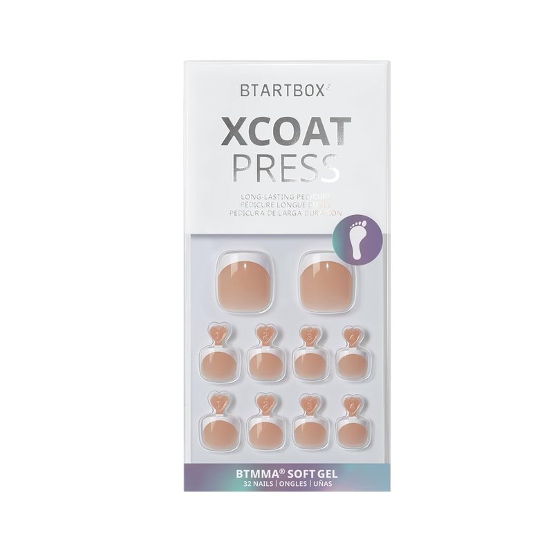 Press On Toenails - Short White French Tips | Lightweight & Perfect Fit, 16 Sizes - 32 Kit