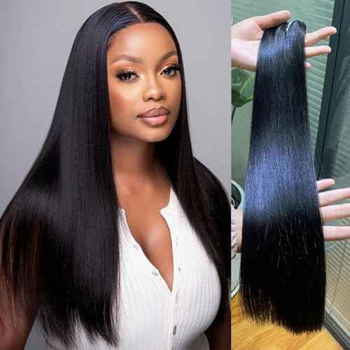 16A Straight Bundles Human Hair 100% Unprocessed Vietnamese Raw Hair Bundles Full and Thick Straight Weave Hair Extensions for Women,Three Times the Lifespan 14Inch