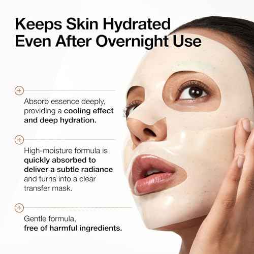ANUA Rice 70 Glow Collagen Mask, Overnight Face Mask for Glass Skin, Ceramide, Collagen Facial Mask, Skin Moisture Barrier, Tightening Care, Natural Color, Korean Skin Care (38g, 4ea)