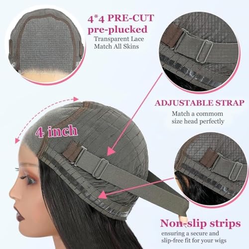 Chocolate Brown Bob Wig Human Hair Wear and Go Glueless Wigs Pre Plucked Pre Cut 4x4 Lace Closure Glueless Short Straight Bob Wigs for black women Human Hair 16 inch