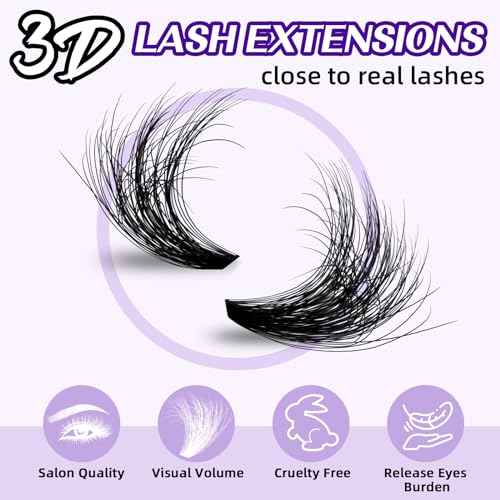 B&Qaugen Lash Extension Kit 3D Thick Lash Clusters Kit 280pcs Eyelash Extension Kit 10-18mm 70D+90D D Curl DIY Lash Extension Kit with Lash Bond and Seal, Lash Remover (KIT-70D+90D-MIX10-18mm), Black