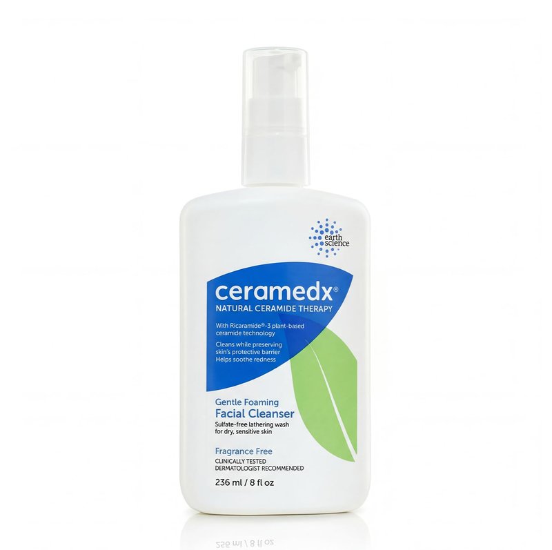 Ceramedx Gentle Foaming Facial Cleanser with Natural Ceramides for Dry, Sensitive Skin, Cruelty Free, Vegan & Fragrance Free, 8 fl oz