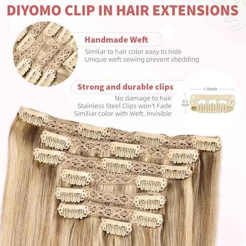 human hair clip in extensions Soft&Natural 120g 7pcs hair extensions real human hair clip insHair Straight&Invisible (20 Inch,#16/22)