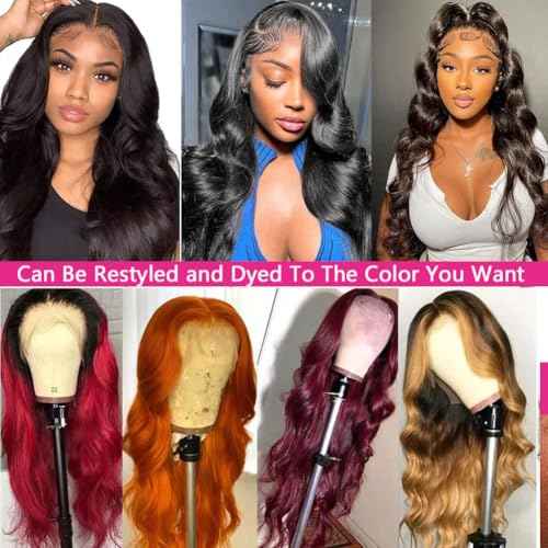 250% Density 13x6 HD Body Wave Lace Front Wigs Human Hair Pre Plucked HD Lace Frontal Wig 13x6 Glueless Full Lace Frontal Wigs Human Hair For Women Natural Black