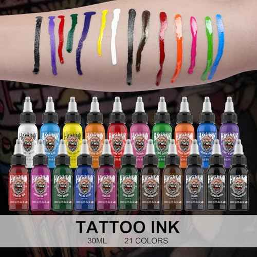 Hawink Tattoo Ink Color Set 1 oz (30ml) 21 Colors Pigment Kit Tattoo Supplies TI203-30-21
