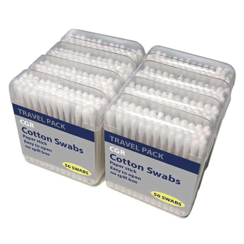 CGR Organic Cotton Swabs - 100% Cotton Double-Tipped, Compostable Travel Pack | 400 Swabs Total