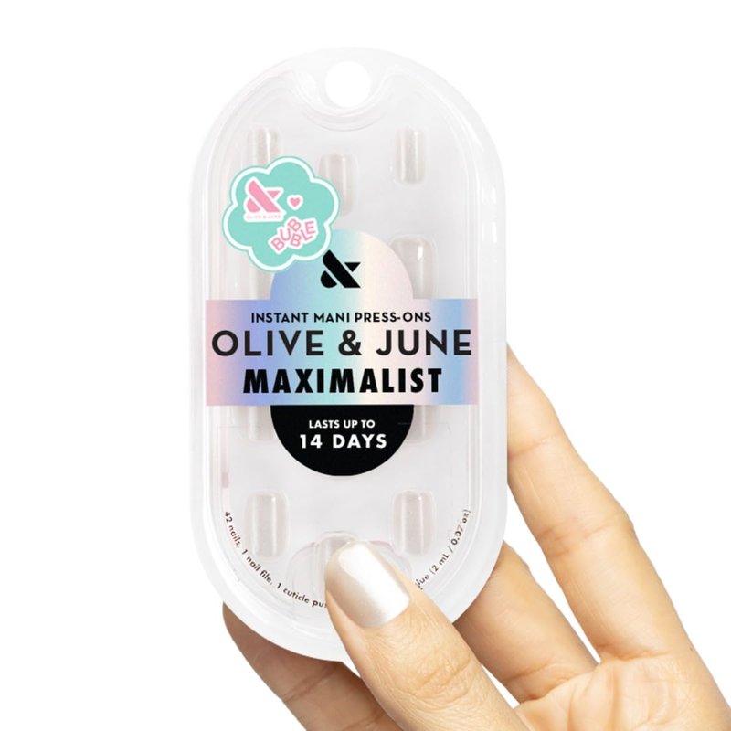 Olive & June Maximalist Press-On Nails - 42 Non-Toxic, Long-Lasting Fake Nails | Extra Short Squoval | Marshmallow Velvet